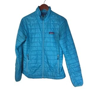 Patagonia Nano Puff Jacket in Teal Blue Size Small.